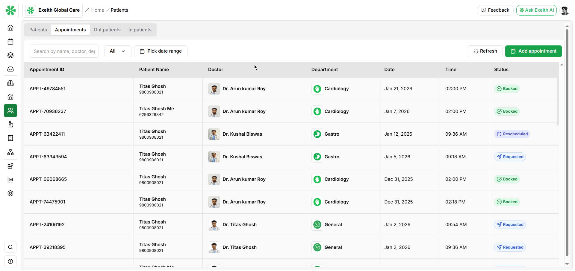 Patient status tracking
