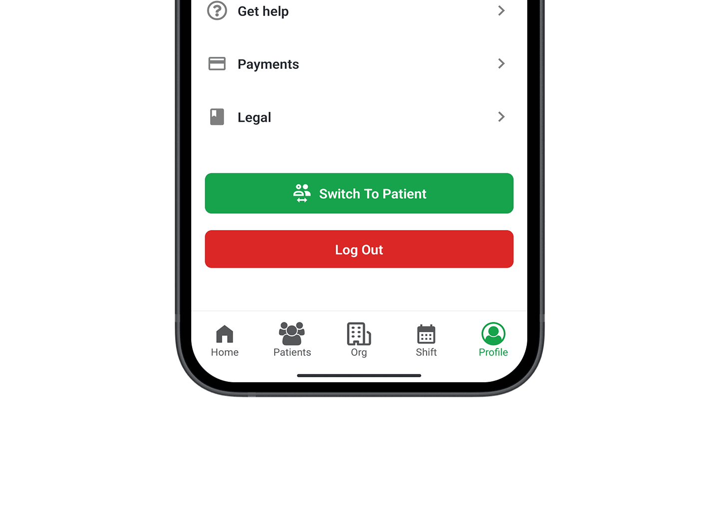 Switch Between Patient & Doctor Mode